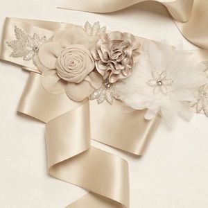SOLD Champagne Floral Mixed Media Sash